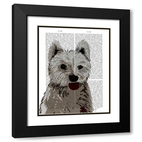 West Highland Terrier Plain Black Modern Wood Framed Art Print with Double Matting by Fab Funky
