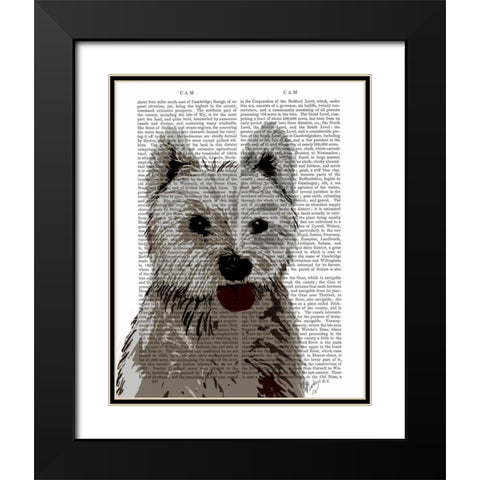 West Highland Terrier Plain Black Modern Wood Framed Art Print with Double Matting by Fab Funky