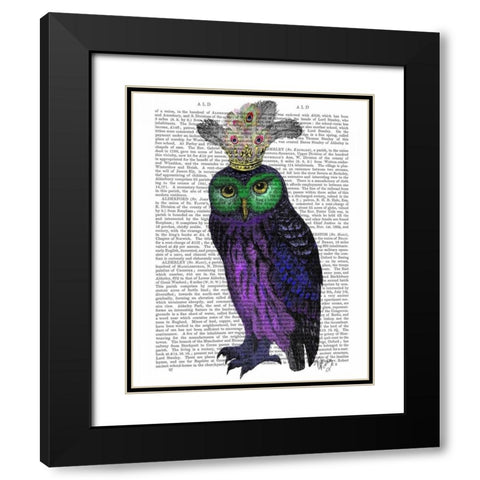 Purple Owl Black Modern Wood Framed Art Print with Double Matting by Fab Funky