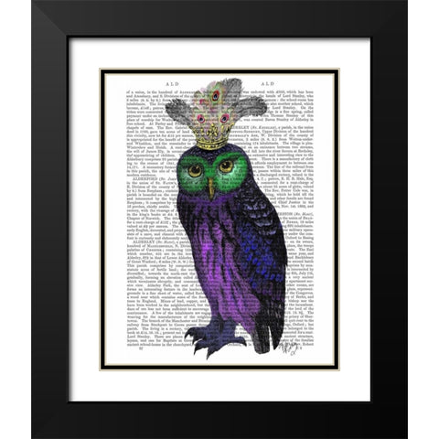 Purple Owl Black Modern Wood Framed Art Print with Double Matting by Fab Funky