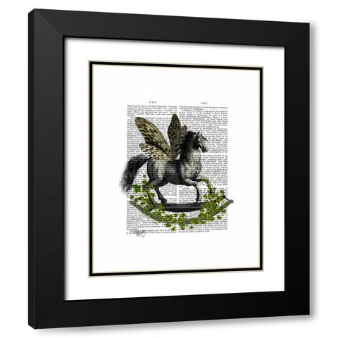Rocking Horse Fly Black Modern Wood Framed Art Print with Double Matting by Fab Funky