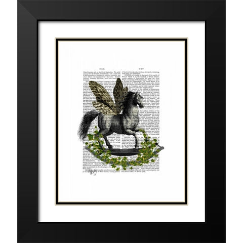 Rocking Horse Fly Black Modern Wood Framed Art Print with Double Matting by Fab Funky