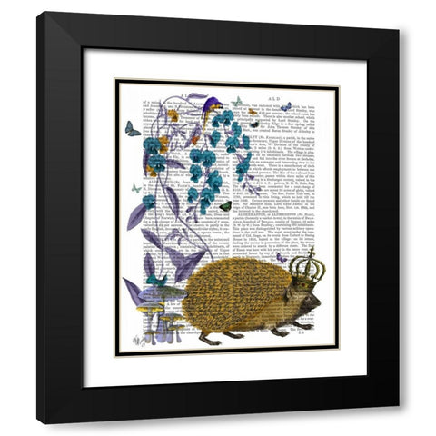The Golden Hedgehog Black Modern Wood Framed Art Print with Double Matting by Fab Funky