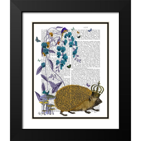 The Golden Hedgehog Black Modern Wood Framed Art Print with Double Matting by Fab Funky