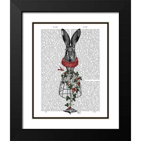 Strawberry Hare Black Modern Wood Framed Art Print with Double Matting by Fab Funky