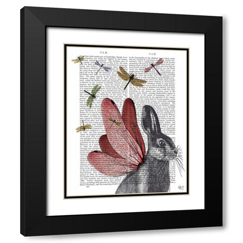 Dragonfly Hare Black Modern Wood Framed Art Print with Double Matting by Fab Funky