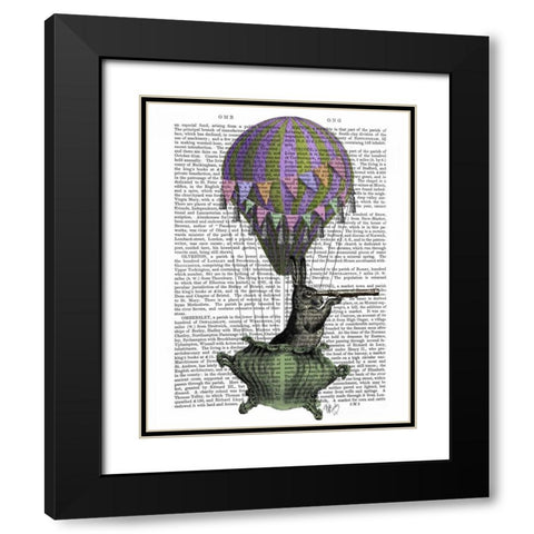 Navigating Rabbit Black Modern Wood Framed Art Print with Double Matting by Fab Funky
