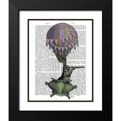 Navigating Rabbit Black Modern Wood Framed Art Print with Double Matting by Fab Funky
