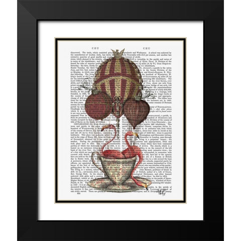 Flamingos in Teacup Black Modern Wood Framed Art Print with Double Matting by Fab Funky