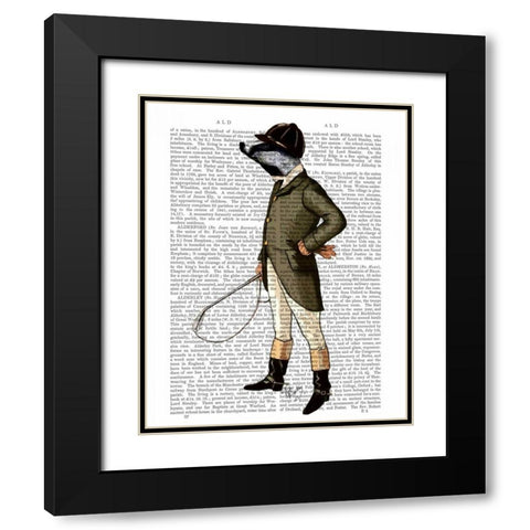 Badger The Rider Full Black Modern Wood Framed Art Print with Double Matting by Fab Funky