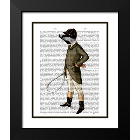 Badger The Rider Full Black Modern Wood Framed Art Print with Double Matting by Fab Funky