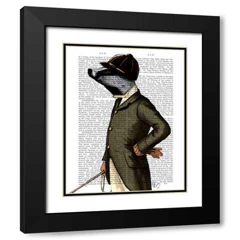 Badger The Rider Portrait Black Modern Wood Framed Art Print with Double Matting by Fab Funky