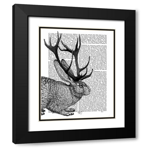 Jackalope Portrait 2 Black Modern Wood Framed Art Print with Double Matting by Fab Funky