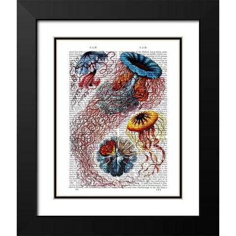 Sea Anemone Black Modern Wood Framed Art Print with Double Matting by Fab Funky