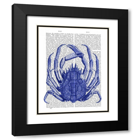 Blue Crab Black Modern Wood Framed Art Print with Double Matting by Fab Funky