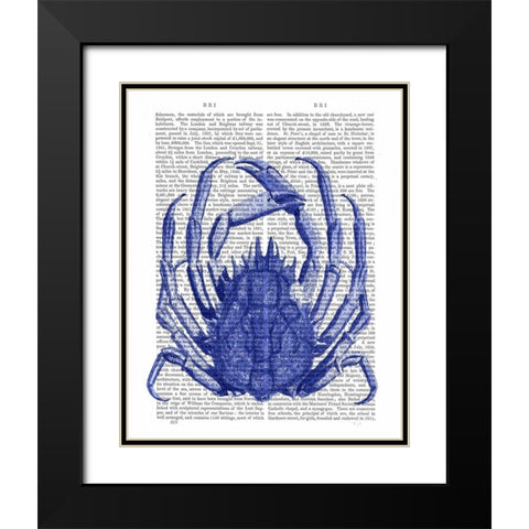Blue Crab Black Modern Wood Framed Art Print with Double Matting by Fab Funky