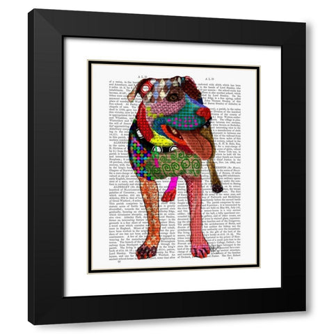 Staffordshire Bull Terrier - Patchwork Black Modern Wood Framed Art Print with Double Matting by Fab Funky