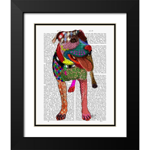 Staffordshire Bull Terrier - Patchwork Black Modern Wood Framed Art Print with Double Matting by Fab Funky