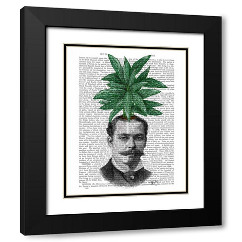 Chinese Evergreen Head Plant Head Black Modern Wood Framed Art Print with Double Matting by Fab Funky