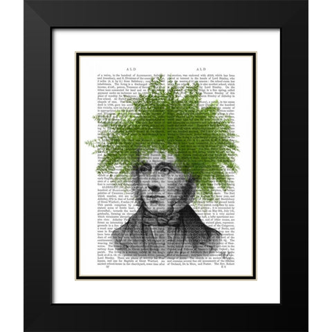 Asparagus Fern Head Plant Head Black Modern Wood Framed Art Print with Double Matting by Fab Funky