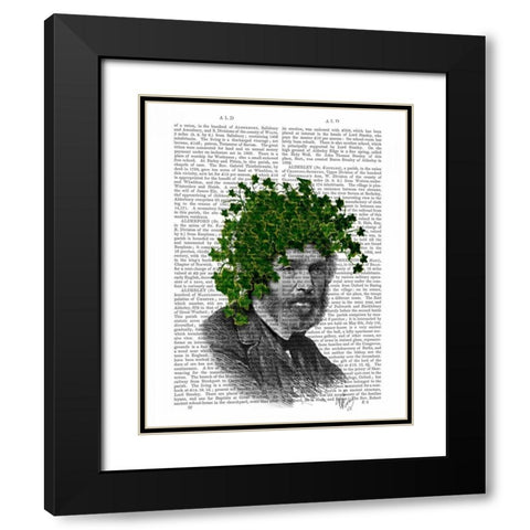 Ivy Head Plant Head Black Modern Wood Framed Art Print with Double Matting by Fab Funky