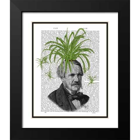 Spider Plant Head Black Modern Wood Framed Art Print with Double Matting by Fab Funky