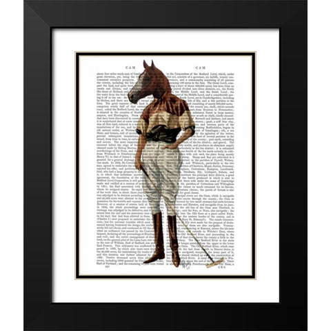 Polo Horse Full Black Modern Wood Framed Art Print with Double Matting by Fab Funky