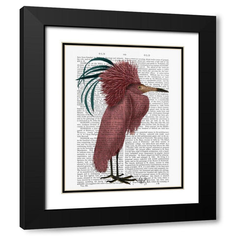 Crested Marsala Bird Black Modern Wood Framed Art Print with Double Matting by Fab Funky