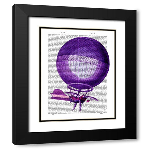 Blanchards Hydrogen (Purple) Hot Air Balloon Black Modern Wood Framed Art Print with Double Matting by Fab Funky