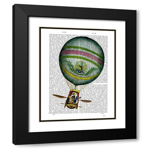 Light Blue Hot Air Balloon Black Modern Wood Framed Art Print with Double Matting by Fab Funky