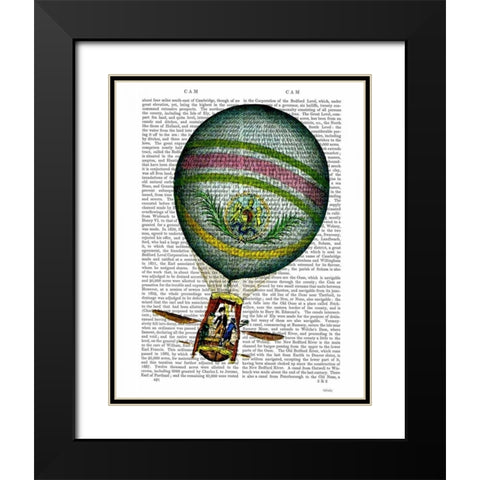Light Blue Hot Air Balloon Black Modern Wood Framed Art Print with Double Matting by Fab Funky