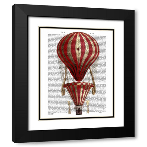 Tiered Hot Air Balloon Print Red Black Modern Wood Framed Art Print with Double Matting by Fab Funky