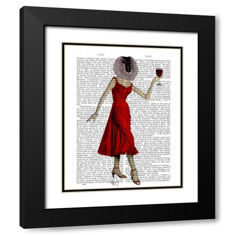 Monkey with Wine Black Modern Wood Framed Art Print with Double Matting by Fab Funky