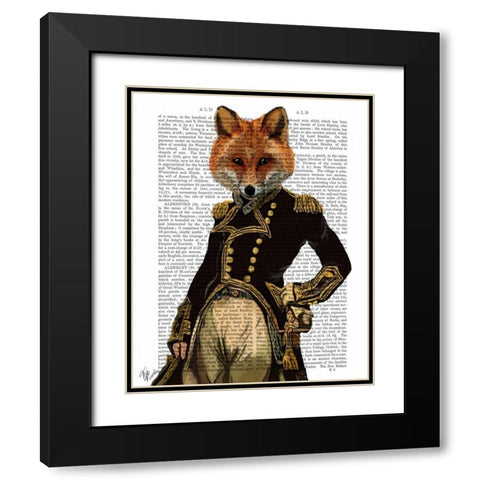 Admiral Fox Full Black Modern Wood Framed Art Print with Double Matting by Fab Funky