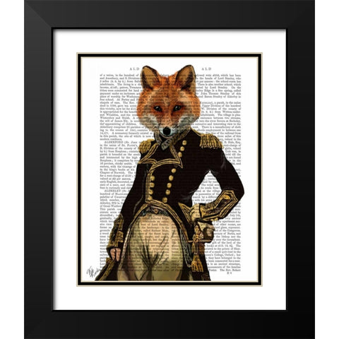 Admiral Fox Full Black Modern Wood Framed Art Print with Double Matting by Fab Funky