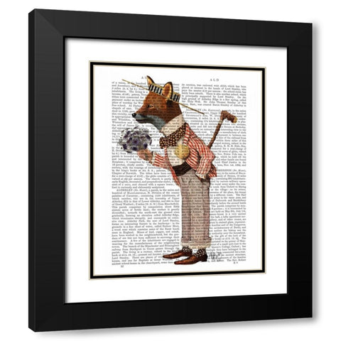 Fox in Boater Black Modern Wood Framed Art Print with Double Matting by Fab Funky