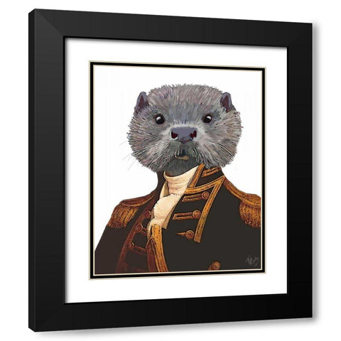 Captain Otter Black Modern Wood Framed Art Print with Double Matting by Fab Funky