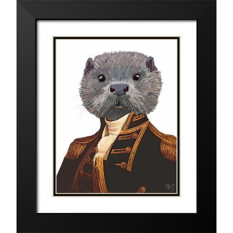 Captain Otter Black Modern Wood Framed Art Print with Double Matting by Fab Funky