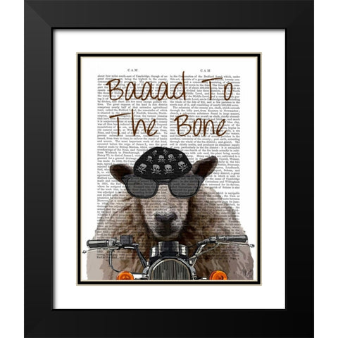 Baaad To the Bone Black Modern Wood Framed Art Print with Double Matting by Fab Funky