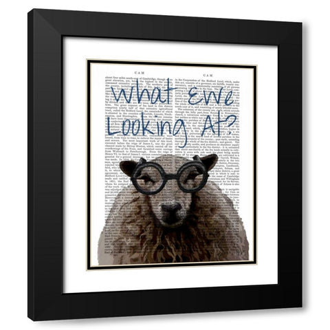 What Ewe Looking At Black Modern Wood Framed Art Print with Double Matting by Fab Funky