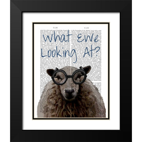 What Ewe Looking At Black Modern Wood Framed Art Print with Double Matting by Fab Funky