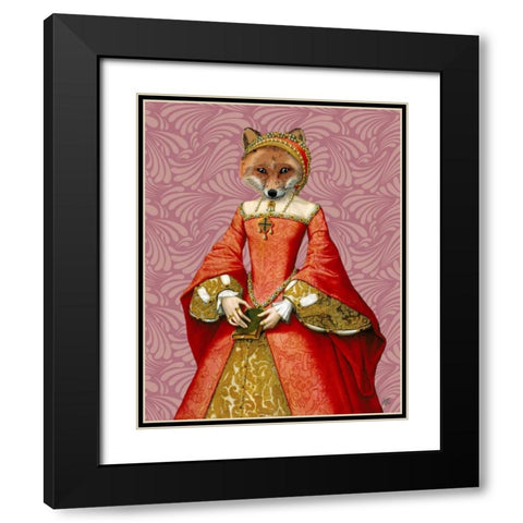 Fox Queen Black Modern Wood Framed Art Print with Double Matting by Fab Funky