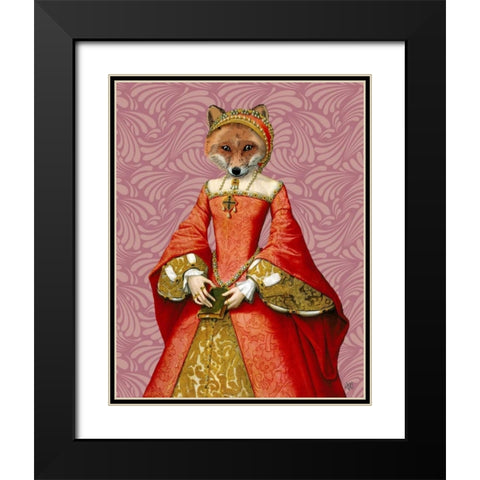Fox Queen Black Modern Wood Framed Art Print with Double Matting by Fab Funky