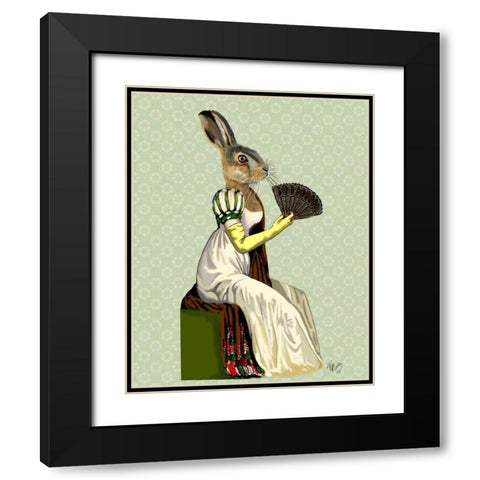 Miss Hare Black Modern Wood Framed Art Print with Double Matting by Fab Funky