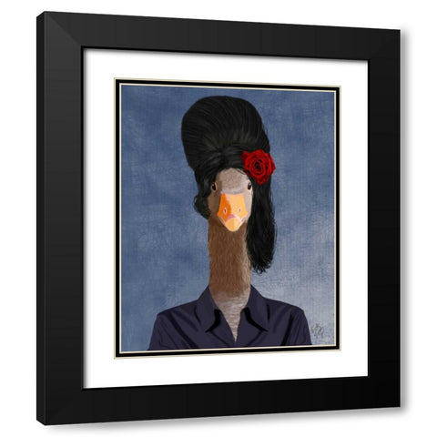Amy Winehouse Goose Black Modern Wood Framed Art Print with Double Matting by Fab Funky