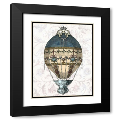 Baroque Balloon Blue and Cream Black Modern Wood Framed Art Print with Double Matting by Fab Funky