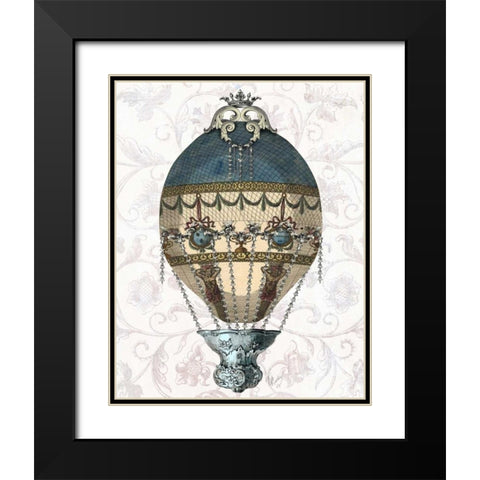 Baroque Balloon Blue and Cream Black Modern Wood Framed Art Print with Double Matting by Fab Funky
