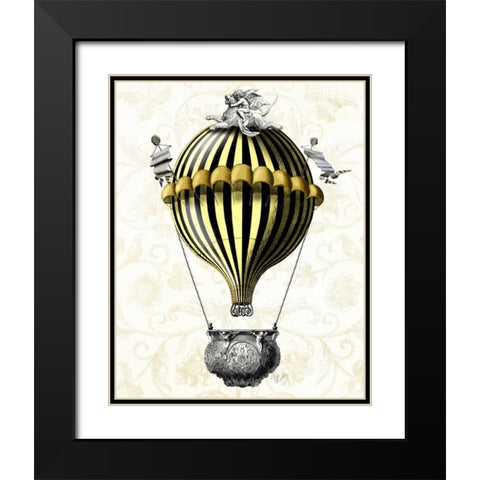 Baroque Balloon Black Yellow Black Modern Wood Framed Art Print with Double Matting by Fab Funky