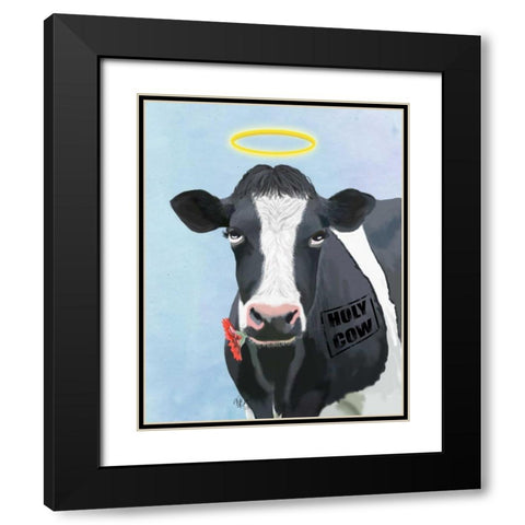 Holy Cow Black Modern Wood Framed Art Print with Double Matting by Fab Funky