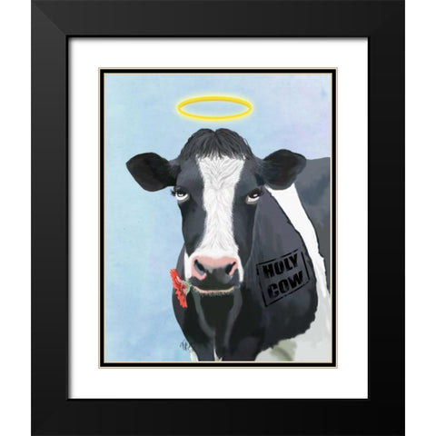 Holy Cow Black Modern Wood Framed Art Print with Double Matting by Fab Funky